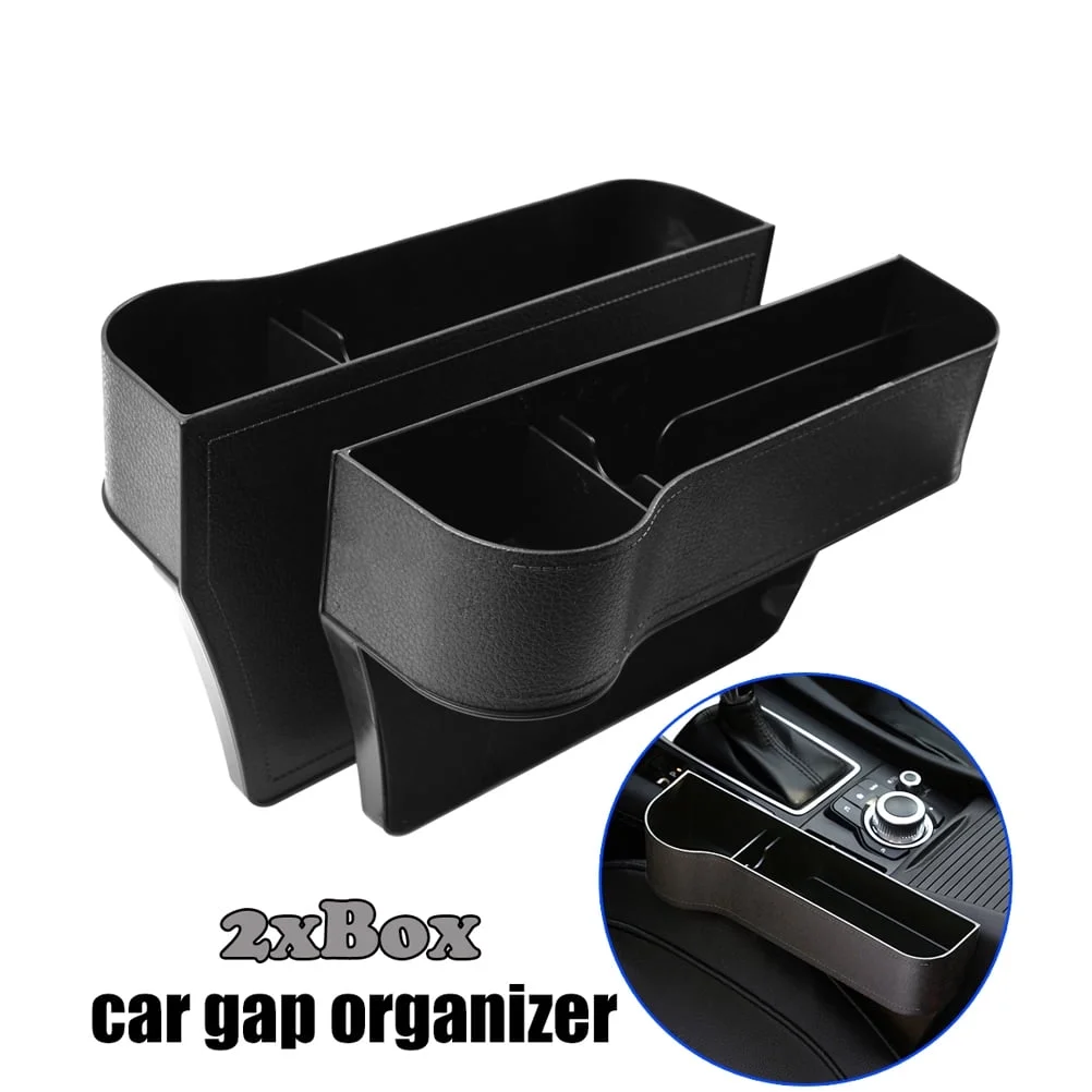 2 Pack Car Seat Gap Filler Organizer with Cup Holder Front Seat Organizer Storage Box