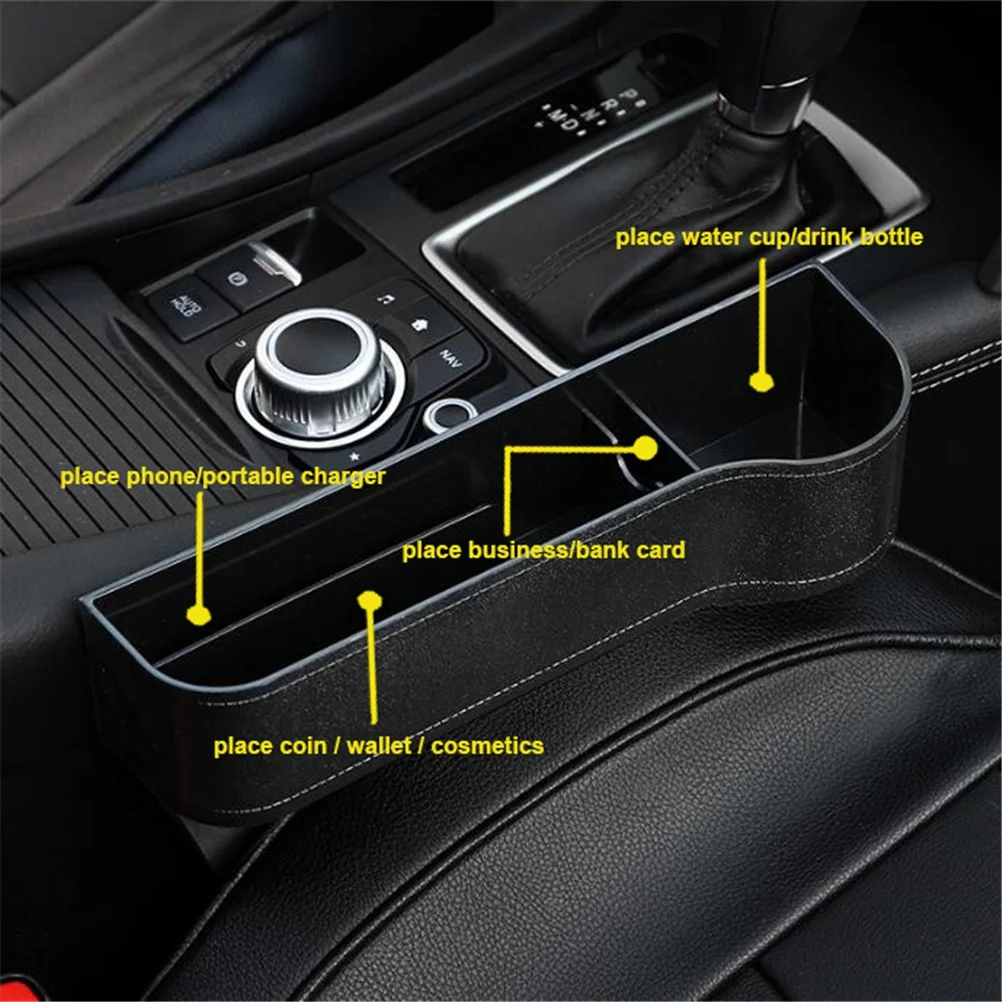 2 Pack Car Seat Gap Filler Organizer with Cup Holder Front Seat Organizer Storage Box