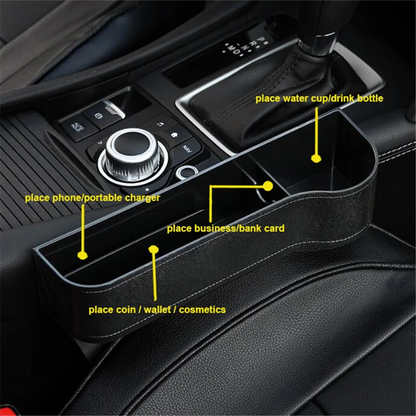 2 Pack Car Seat Gap Filler Organizer with Cup Holder Front Seat Organizer Storage Box