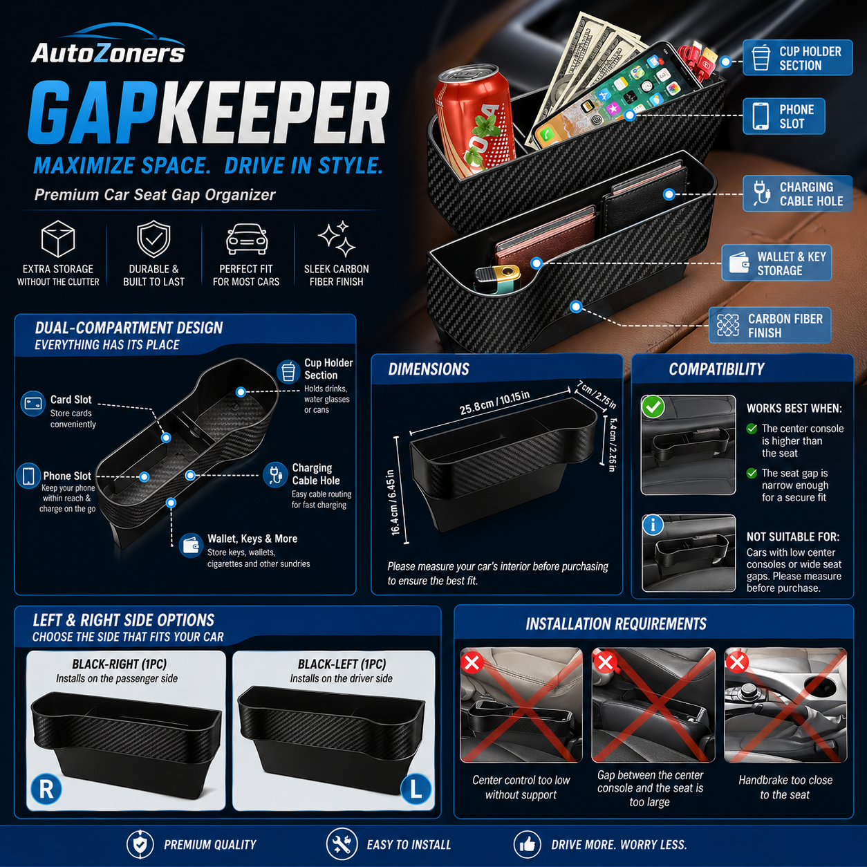 Car Seat Gap Organizer