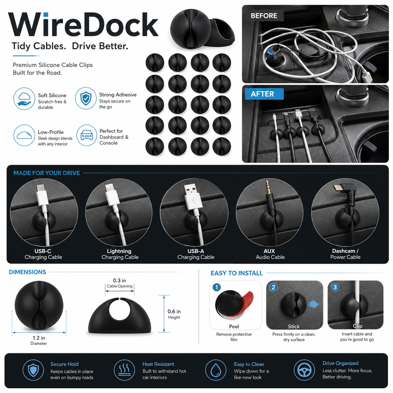 Car Cable Organizer