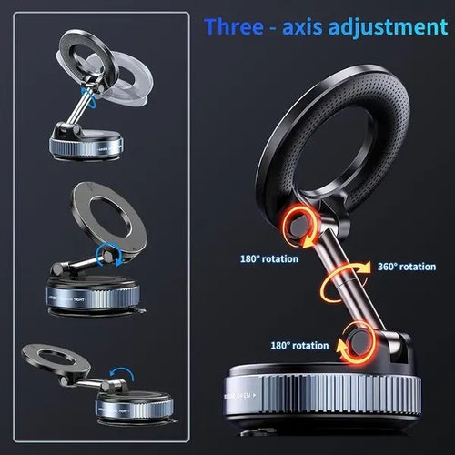 【Fathersdaygift】Guccqueen 2.0 Foldable Magnetic Car Phone Mount - 20 N52 Magnets, Vacuum Suction Cup with Heat-Resistant Nano-Adhesive Base for Magsafe Phones